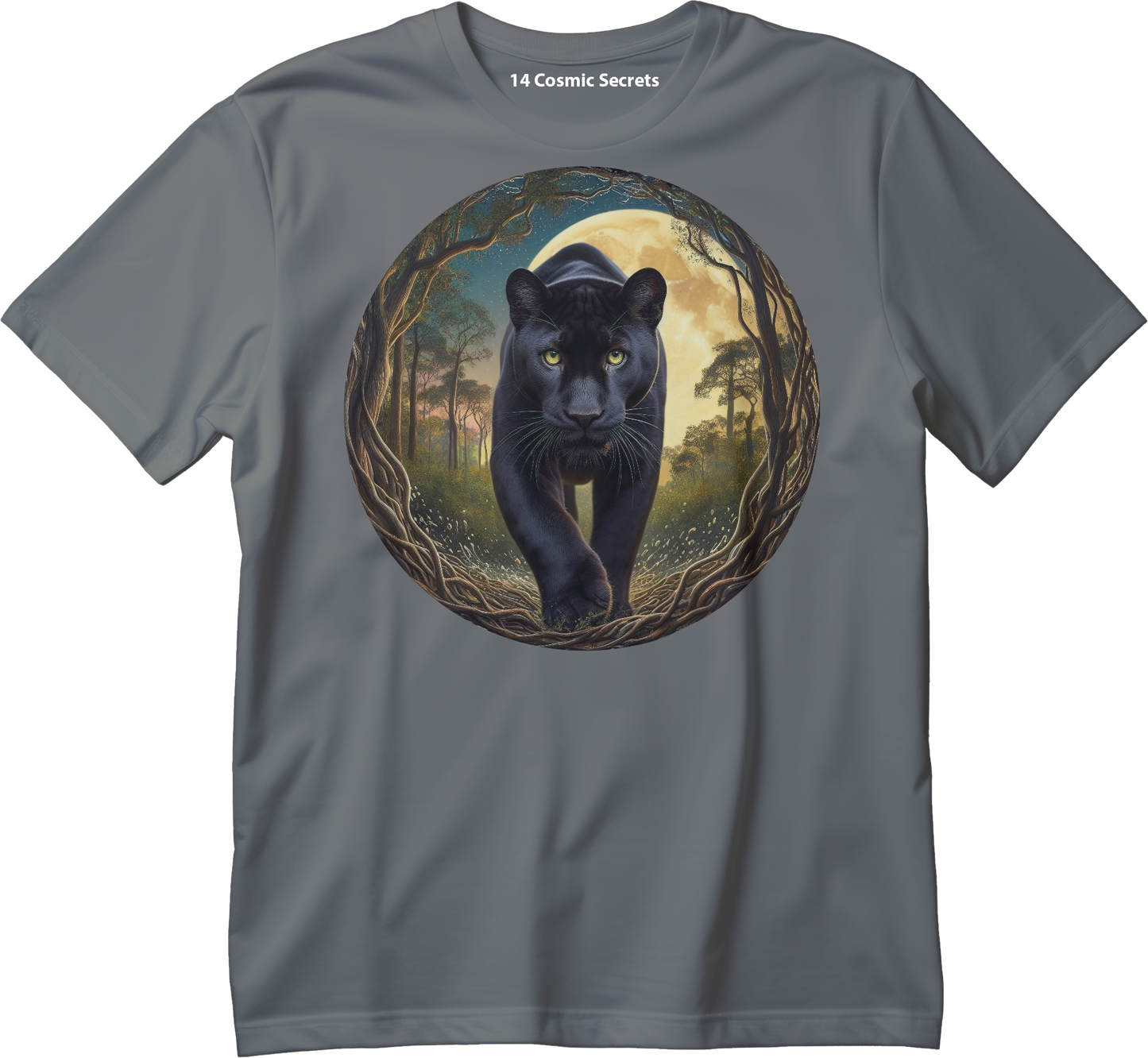 Black Panther on a Moon Night Graphic T-Shirt  Cotton T-Shirt Magnificence of India T-Shirt