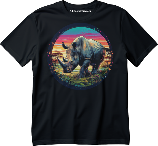 Rhino on a Stroll Graphic Printed T-Shirt  Cotton T-Shirt Magnificence of India T-Shirt