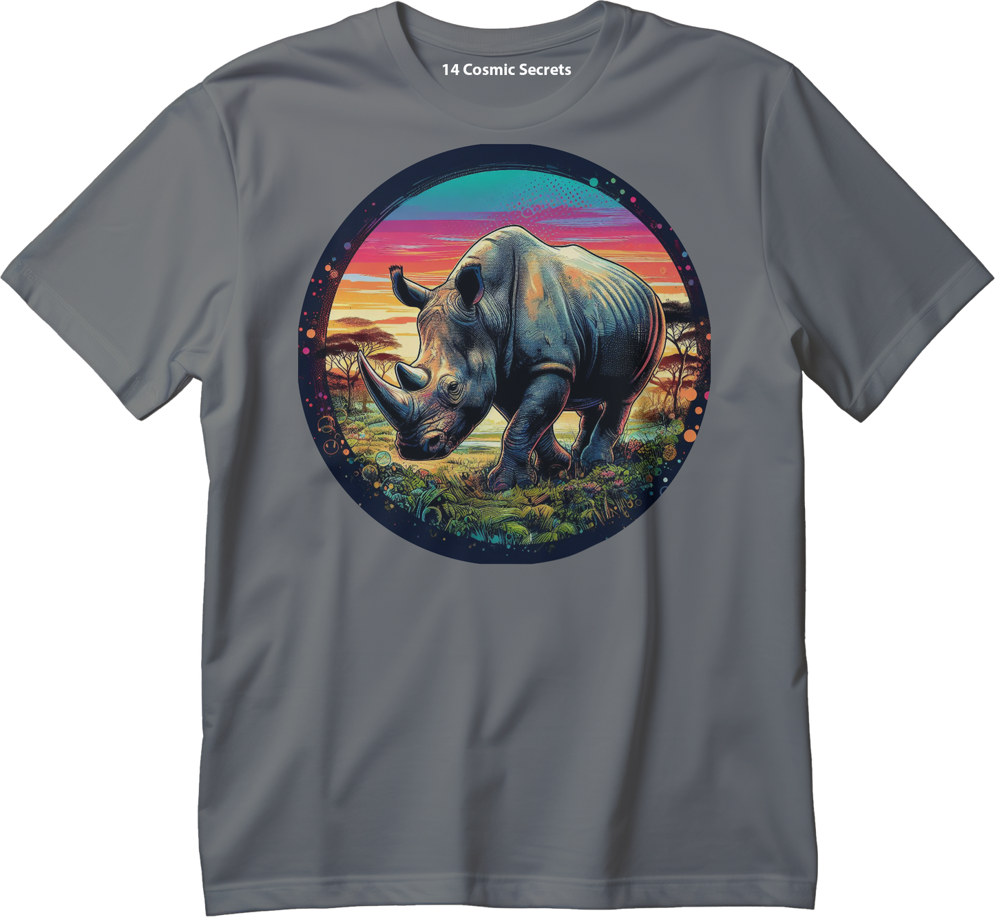 Rhino on a Stroll Graphic Printed T-Shirt  Cotton T-Shirt Magnificence of India T-Shirt