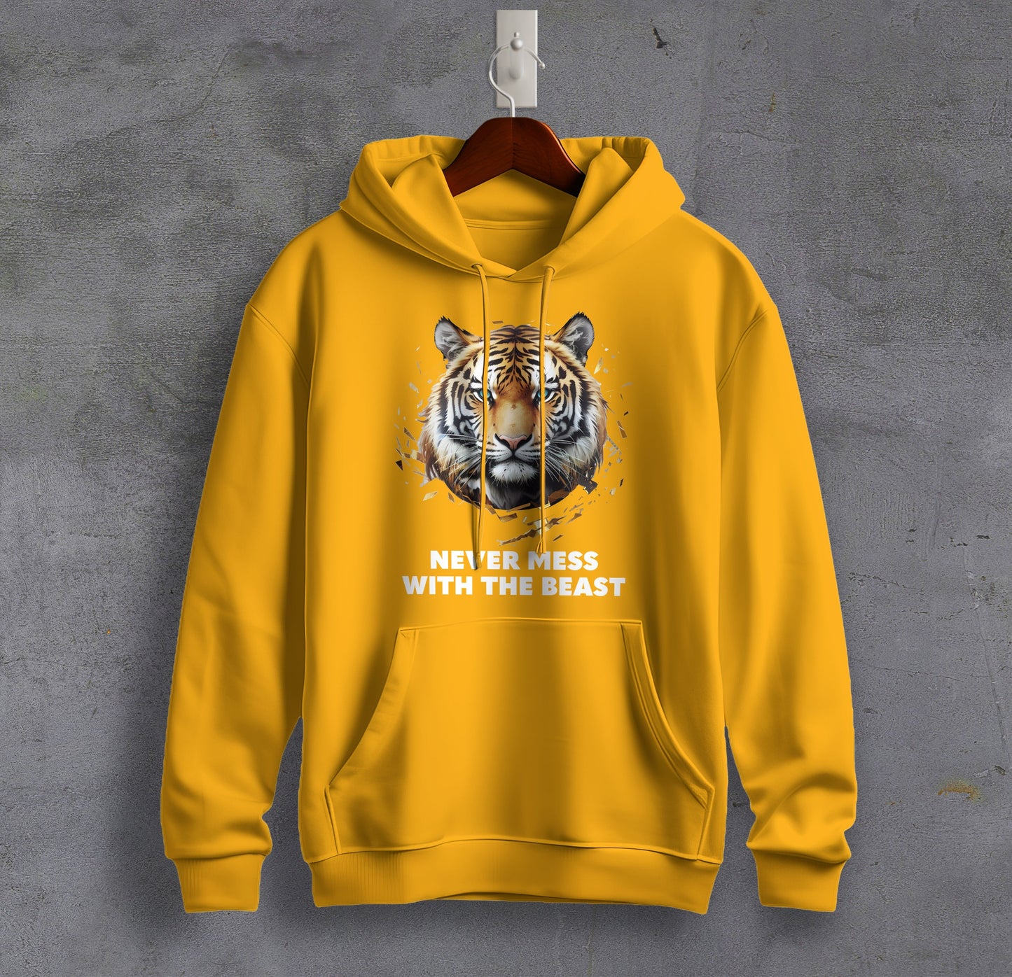 Never Mess with the Beast - Tiger Graphic Printed Hooded Sweat Shirt for Men - Cotton - Magnificence of India Sweat Shirt