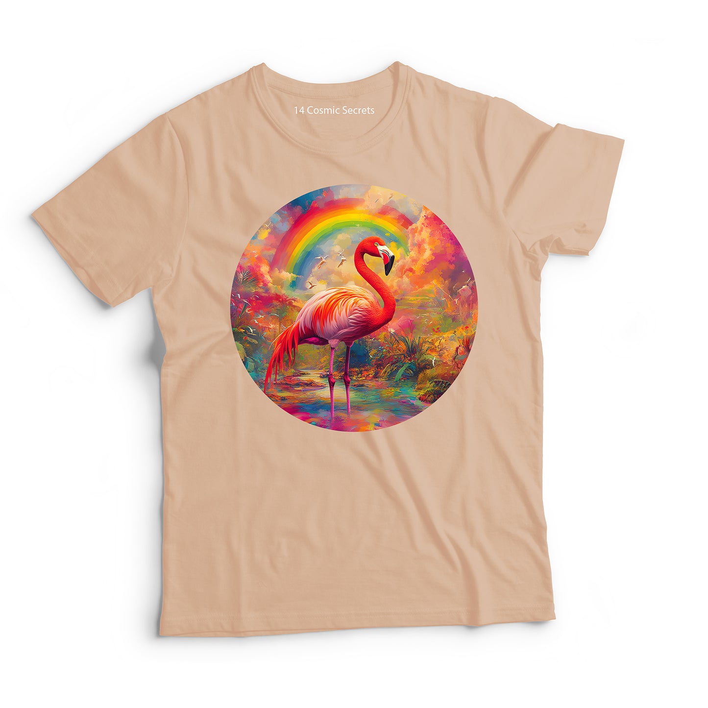 Flamingo T-Shirt for Men Cotton Vibrant Feathered