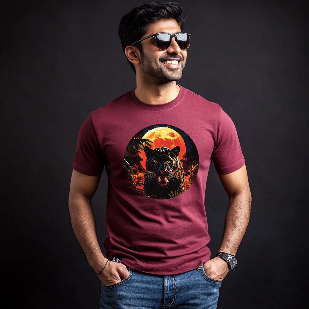 Enigmatic Wild Black Panther T-Shirt for Men Cotton