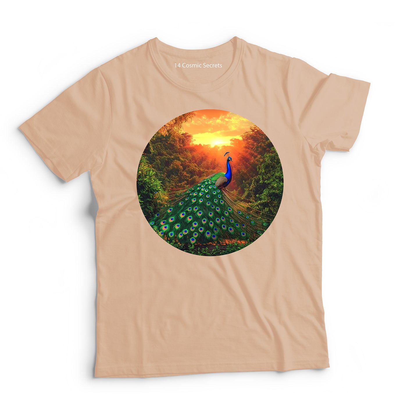 Peacock T-Shirt for Men Cotton Radiant Wild