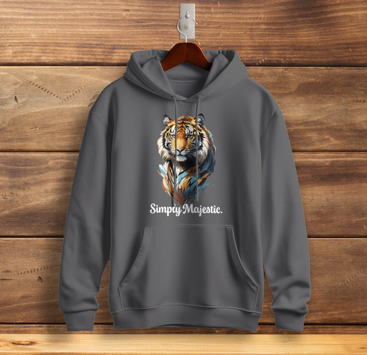 Simply Majestic - Tiger Graphic Printed Hooded Sweat Shirt for Men - Cotton - Magnificence of India Sweat Shirt