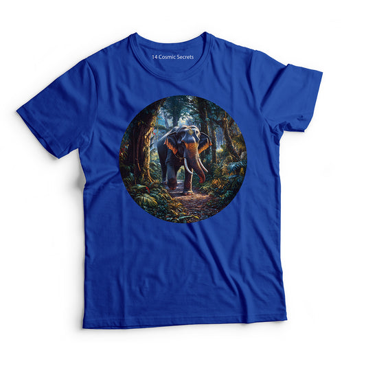 Elephant T-Shirt for Men Cotton Fearless Forest