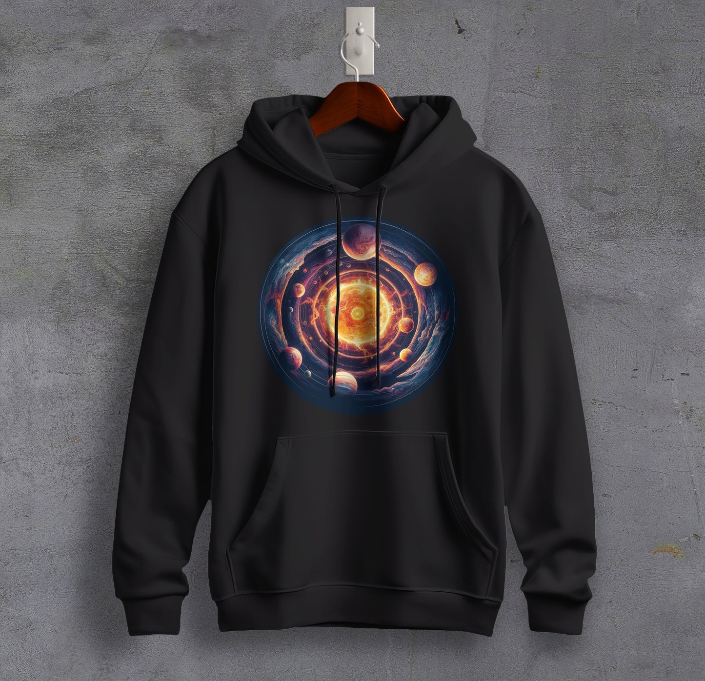 Cosmic Odyssey - Graphic Printed Hooded Sweat Shirt for Men - Cotton - Cosmos Sweat Shirt 🪐 ☀️ ☯️ 🌘🌑🌒