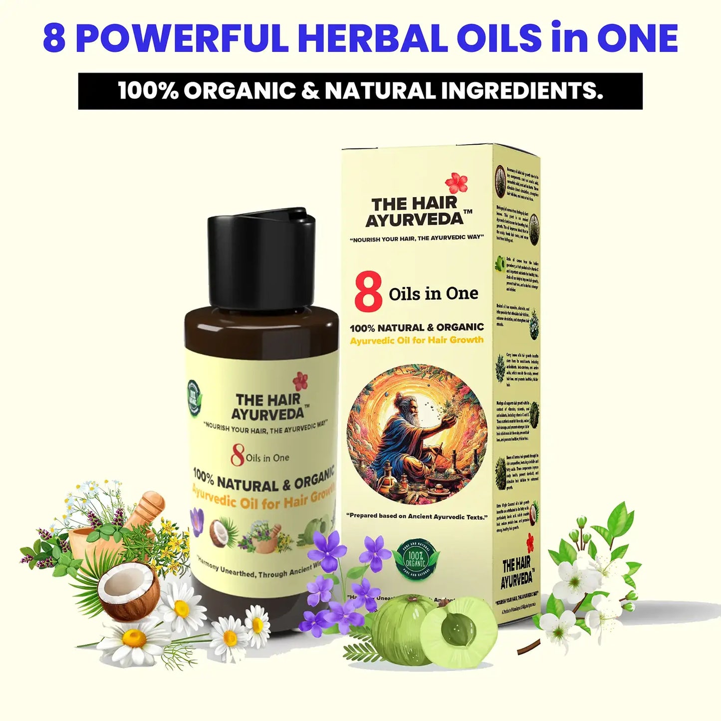 The Hair Ayurveda: 8 Oils in One Organic Ayurvedic Hair Oil.