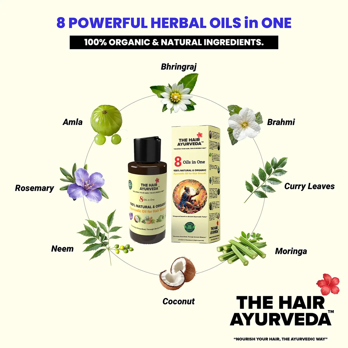 The Hair Ayurveda: 8 Oils in One Organic Ayurvedic Hair Oil.