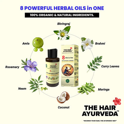 The Hair Ayurveda: 8 Oils in One Organic Ayurvedic Hair Oil.